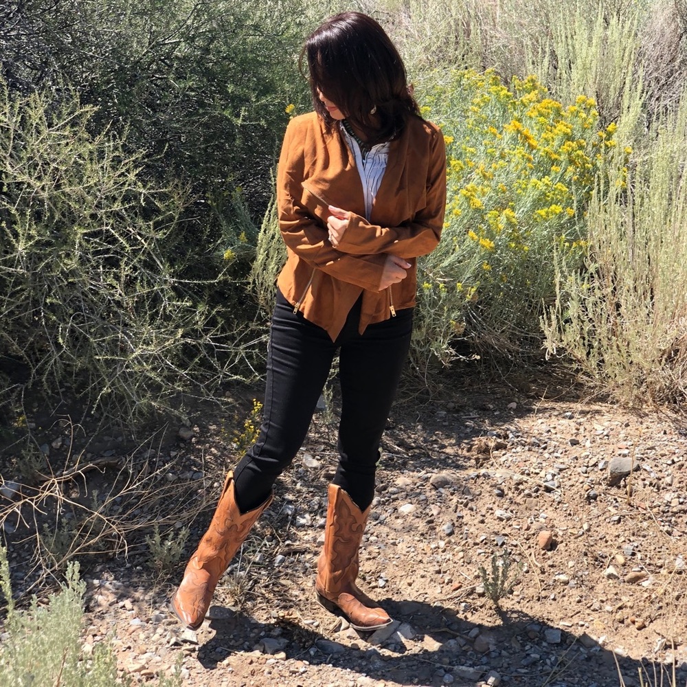 Faux Suede Caramel Moto Jacket